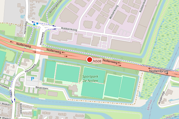 Brandweer-melding op Nollenweg, Alkmaar op 27 juni, kaart-overzicht