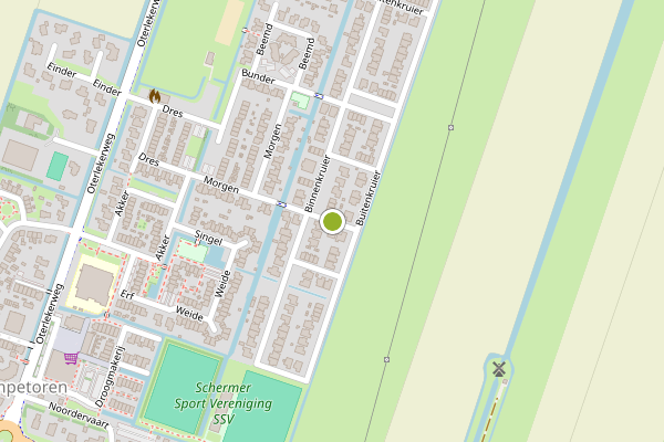 Ambulance-melding op Binnenkruier, Stompetoren op 30 juni, kaart-overzicht