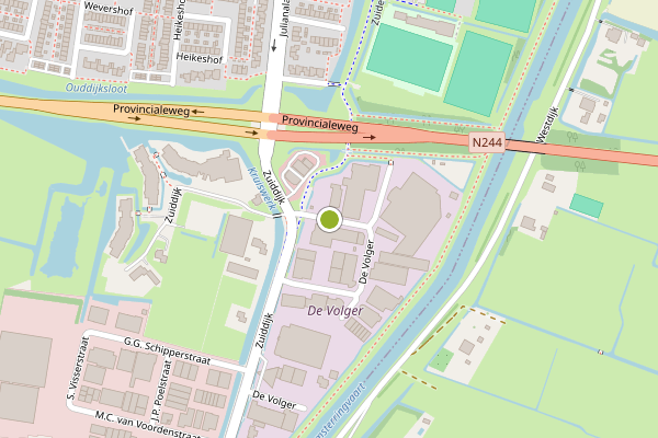 Ambulance-melding op De Volger, De Rijp op 2 juli, kaart-overzicht