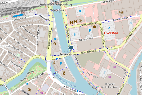 Politie-melding op Noorderkade, Alkmaar op 1 juli, kaart-overzicht