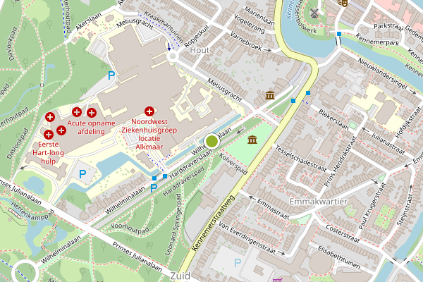 Ambulance-melding op Wilhelminalaan, Alkmaar op 1 juli, kaart-overzicht