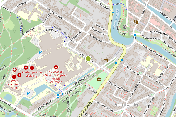 Ambulance-melding op Metiusgracht, Alkmaar op 7 juli, kaart-overzicht