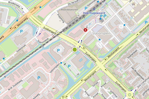 Ambulance-melding op Stationsplein, Heerhugowaard op 8 juli, kaart-overzicht