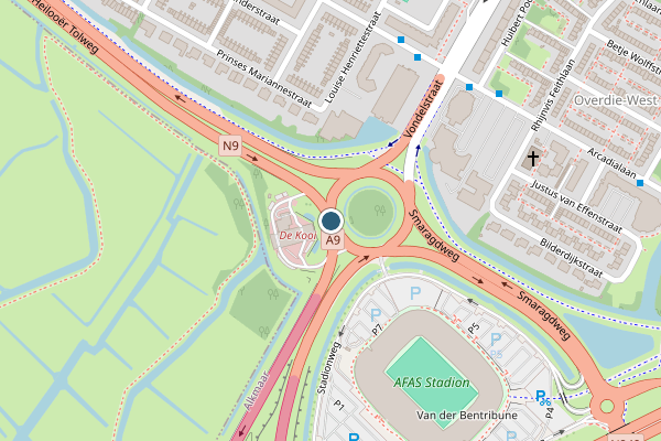Politie-melding op Verkeersplein Kooimeer, Alkmaar op 10 juli, kaart-overzicht
