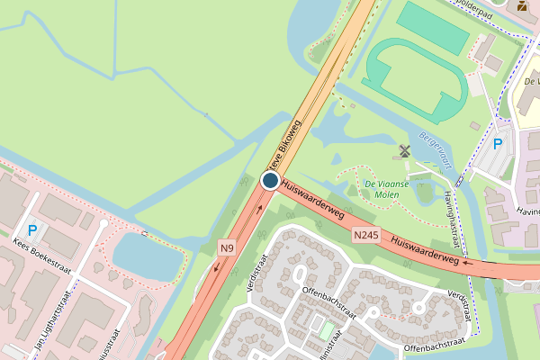 Politie-melding op Huiswaarderweg, Alkmaar op 11 juli, kaart-overzicht
