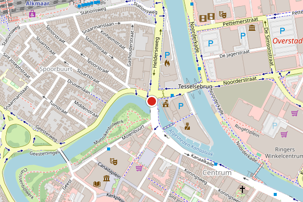 Brandweer-melding op Kanaalkade, Alkmaar op 12 juli, kaart-overzicht