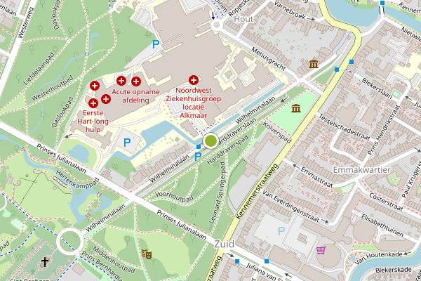 Ambulance-melding op Wilhelminalaan, Alkmaar op 13 juli, kaart-overzicht