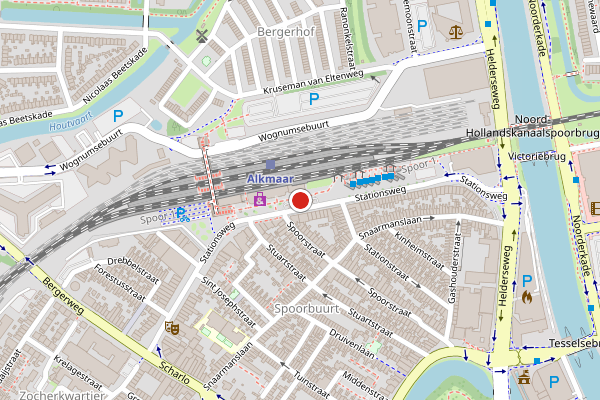 Brandweer-melding op Stationsweg, Alkmaar op 19 juli, kaart-overzicht