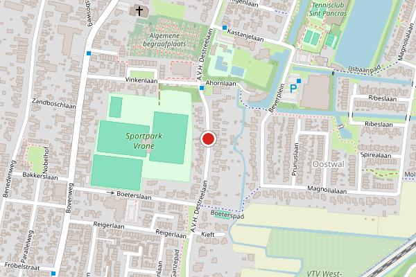 Brandweer-melding op A.V.H. Destreelaan, Sint Pancras op 20 juli, kaart-overzicht