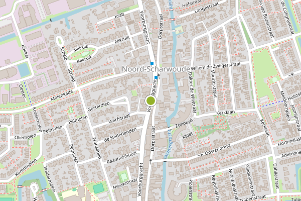 Ambulance-melding op Voorburggracht, Noord-Scharwoude op 21 juli, kaart-overzicht