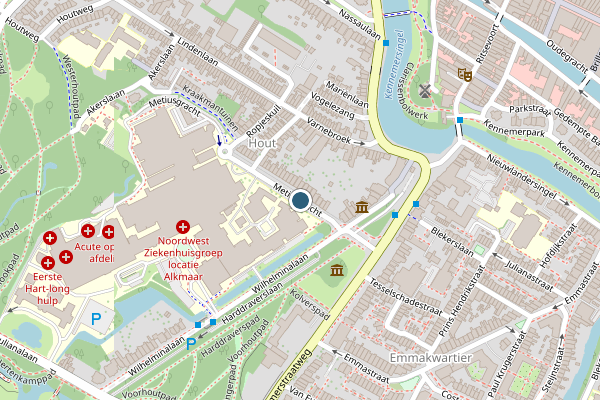 Politie-melding op Metiusgracht, Alkmaar op 23 juli, kaart-overzicht