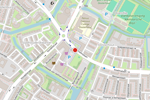 Brandweer-melding op Geert Groteplein, Alkmaar op 23 juli, kaart-overzicht