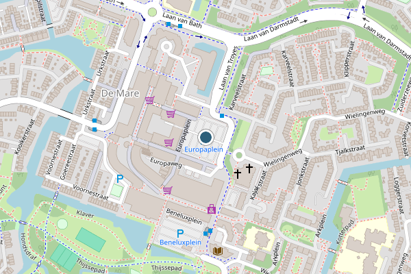 Politie-melding op Europaplein, Alkmaar op 24 juli, kaart-overzicht