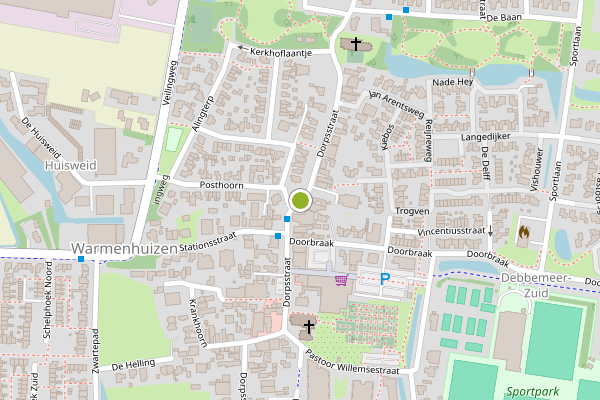 Ambulance-melding op Dorpsstraat, Warmenhuizen op 25 juli, kaart-overzicht
