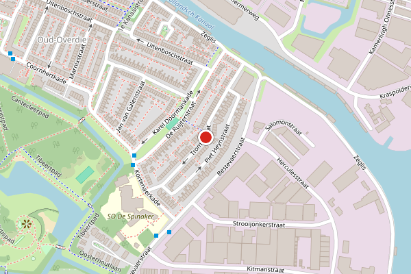 Brandweer-melding op Trompstraat, Alkmaar op 25 juli, kaart-overzicht