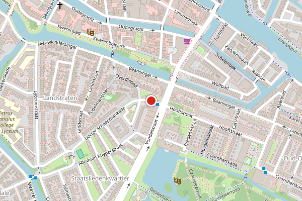 Brandweer-melding op Hooftplein, Alkmaar op 26 juli, kaart-overzicht