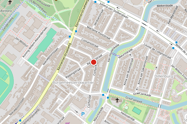Brandweer-melding op Corfstraat, Alkmaar op 28 juli, kaart-overzicht