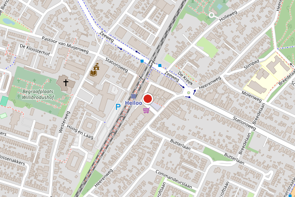 Brandweer-melding op Stationsplein, Heiloo op 31 juli, kaart-overzicht