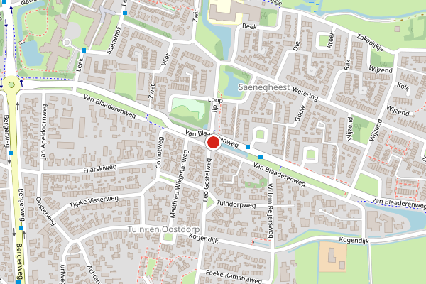 Brandweer-melding op Van Blaaderenweg, Bergen NH op 31 juli, kaart-overzicht