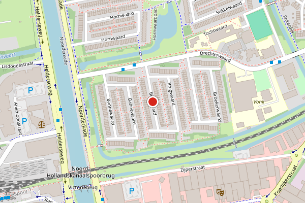 Brandweer-melding op Bregwaard, Alkmaar op 1 augustus, kaart-overzicht
