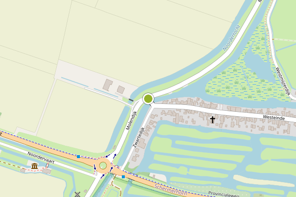 Ambulance-melding op Westeinde, Schermerhorn op 28 mei, kaart-overzicht