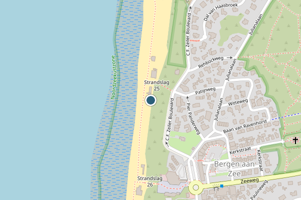 Politie-melding op Strand Bergen aan Zee, Bergen aan Zee op 28 mei, kaart-overzicht