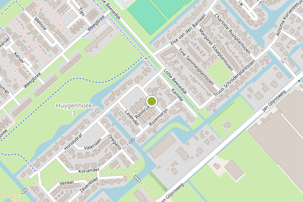 Ambulance-melding op Basilicum, Heerhugowaard op 29 mei, kaart-overzicht