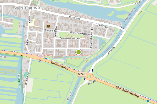 Ambulance-melding op Pinksterblomstraat, Schermerhorn op 4 juni, kaart-overzicht