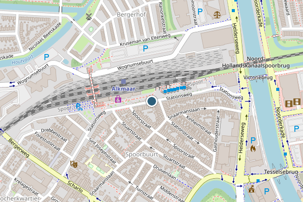 Politie-melding op Stationsweg, Alkmaar op 6 juni, kaart-overzicht