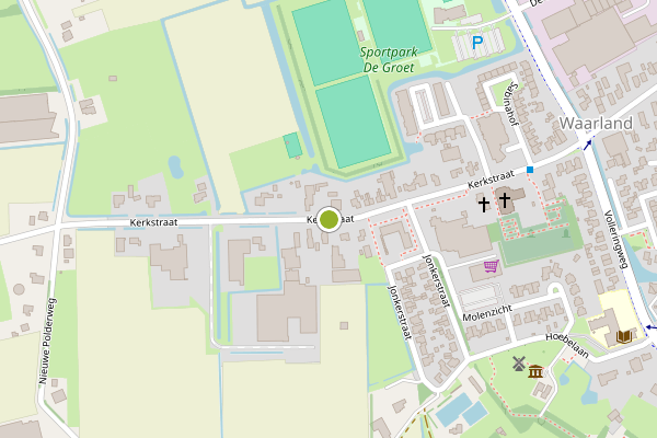Ambulance-melding op Kerkstraat, Waarland op 7 juni, kaart-overzicht