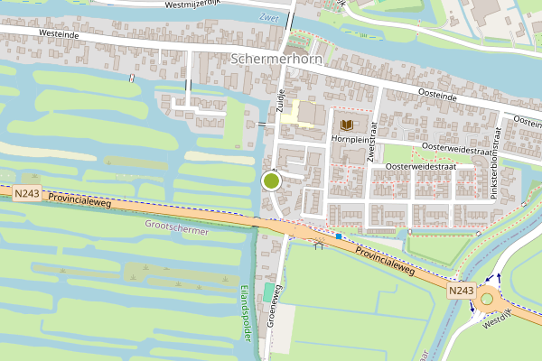 Ambulance-melding op Zuidje, Schermerhorn op 10 juni, kaart-overzicht