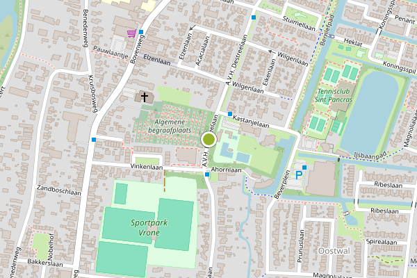 Ambulance-melding op A.V.H. Destreelaan, Sint Pancras op 10 juni, kaart-overzicht