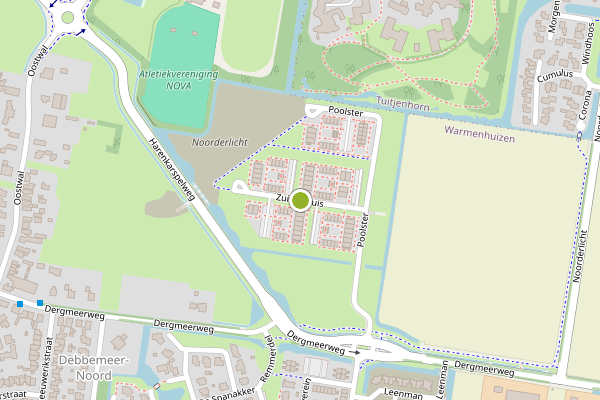 Ambulance-melding op Zuiderkruis, Warmenhuizen op 13 juni, kaart-overzicht