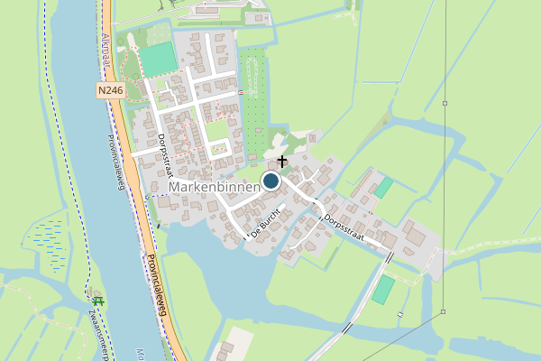 Politie-melding op Dorpsstraat, Markenbinnen op 13 juni, kaart-overzicht