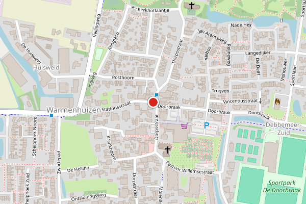 Brandweer-melding op Stationsstraat, Warmenhuizen op 16 juni, kaart-overzicht