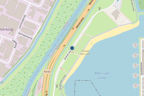 Politie-melding op Strand van Luna, Heerhugowaard op 19 juni, kaart-overzicht