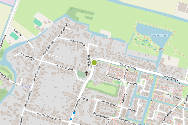 Ambulance-melding op Kerkplein, Sint Pancras op 20 juni, kaart-overzicht