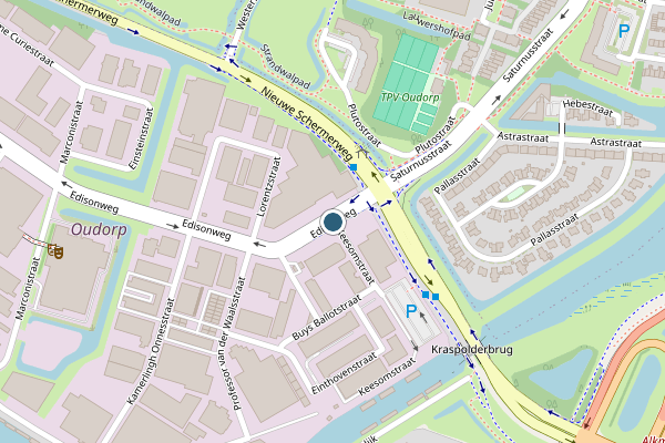 Politie-melding op Edisonweg, Alkmaar op 22 juni, kaart-overzicht