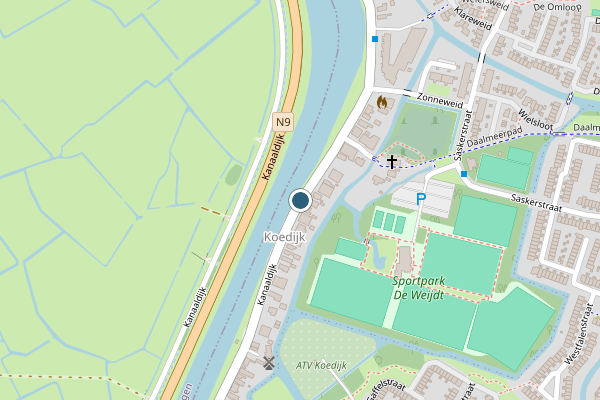 Politie-melding op Kanaaldijk, Koedijk op 22 juni, kaart-overzicht