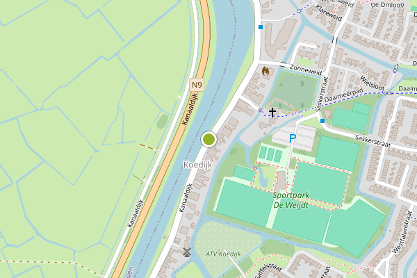 Ambulance-melding op Kanaaldijk, Koedijk op 22 juni, kaart-overzicht