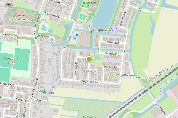 Ambulance-melding op Prunuslaan, Sint Pancras op 23 juni, kaart-overzicht