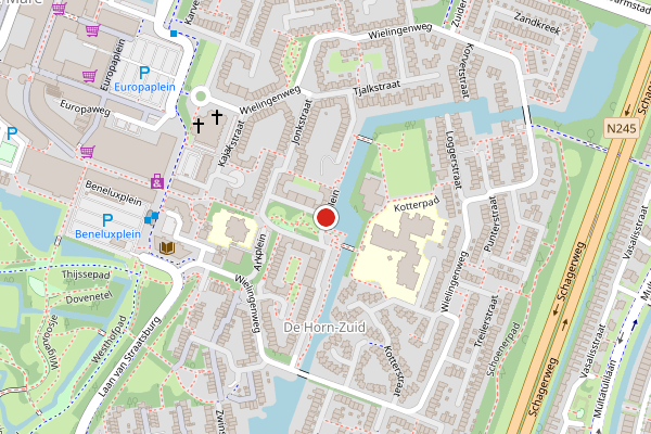 Brandweer-melding op Arkplein, Alkmaar op 24 juni, kaart-overzicht