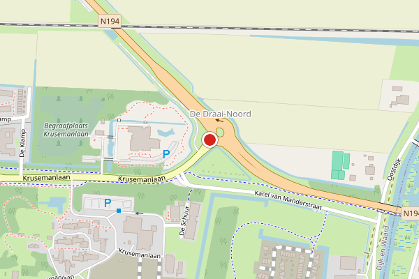Brandweer-melding op Krusemanlaan, Heerhugowaard op 25 juni, kaart-overzicht