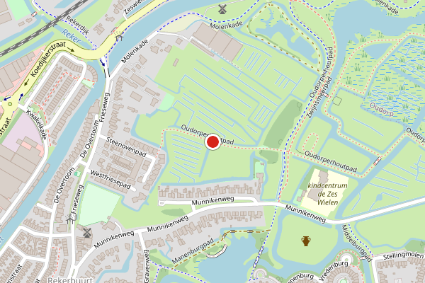 Brandweer-melding op Oudorperhoutpad, Alkmaar op 25 juni, kaart-overzicht